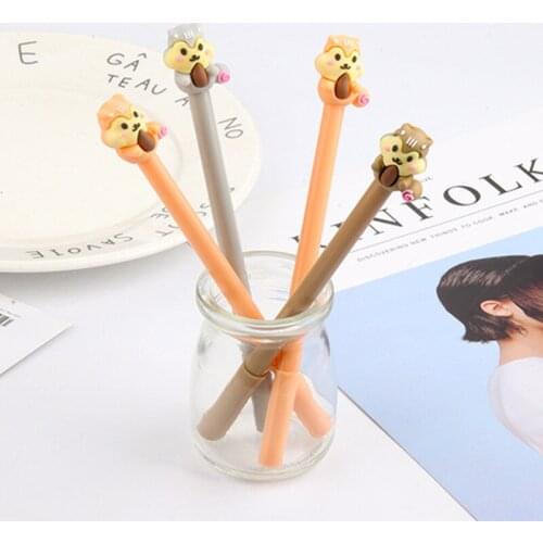 48pcs/lot cartoon animal squirrel gel pen unisex sign pen office school stationery promotion gift prize pen