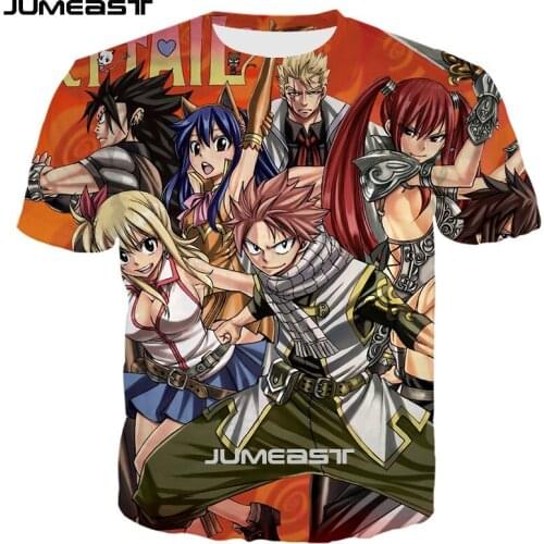 Jumeast Brand Men Women 3D Printed T-Shirt Anime Fairy Tail Short Sleeve New Fashion T Shirt Sport Pullover Summer Tops Tees