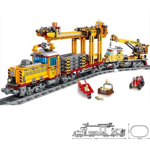 KAZI 98253 rail train with light and sound children assembled educational building blocks train toys for children