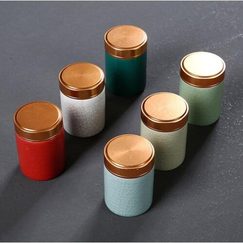 Ceramic Storage Container Sealed Green Tea Caddy Box Coffee pastillero Jars With Lid Grains Organizer Cannister Weed Accessories