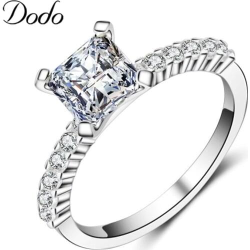 DODO Fashion Simple Cubic Zirconia Ring Classic Four-Jaw Ring 925 Sterling Silver Wedding Jewelry For Women Girl Lady Anel JZ062
