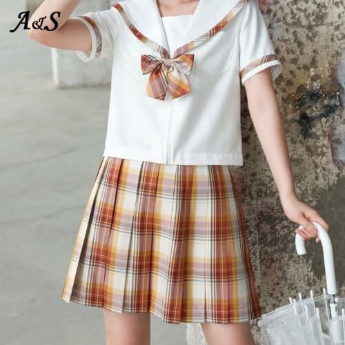 Anbenser Sailor Dress Suit Girls Japanese Korea Jk School Uniform Short&Long Sleeve Pleated Skirt Academy Anime Kawaii Cosplay