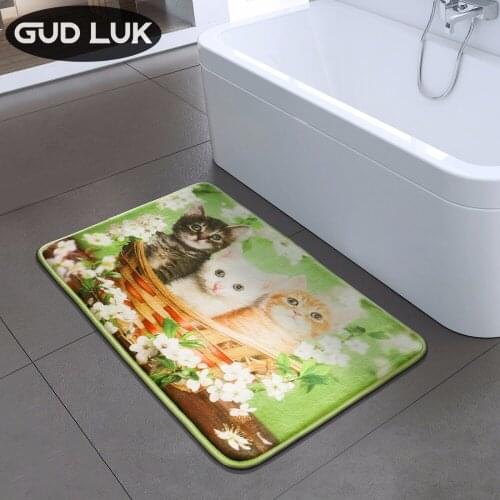 Printing lovable cat Foam bathroom Mat two dogs floor mats anti-slip Strong water absorption Entrance doormat 45*70cm