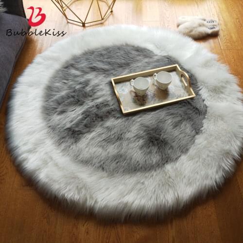 Bubble Kiss Carpets For Living Room Round Splicing Color Plush Rug Soft Skin-Friendly Home Bedroom Coffee Table Decor Floor Mat