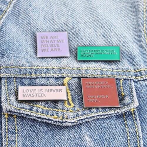 Creative Slogan English Letter Enamel Pins Text Box Dialog Sign Brooch Shirt Bag Pink Lapel Pin Badge Brooches Jewelry