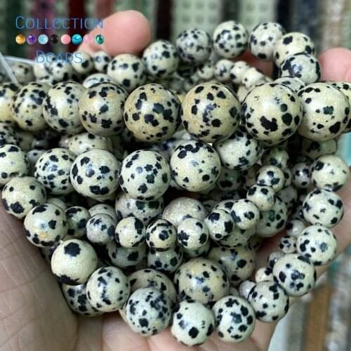 Natural Dalmation Jaspers Loose Round Beads For Jewelry Making 4-12 MM DIY Bracelets Accessories 15" Wholesale