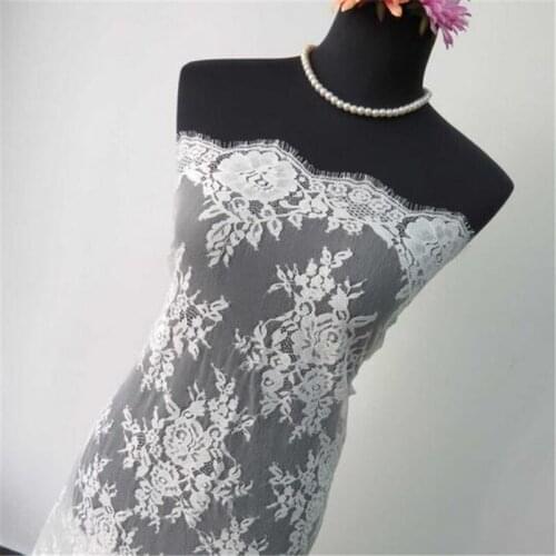 3Meters Classical Design and Nylon Full Dress Eyelash Lace Soft Black, white French Bilateral Chantilly Lace Fabric 150cm LB0025