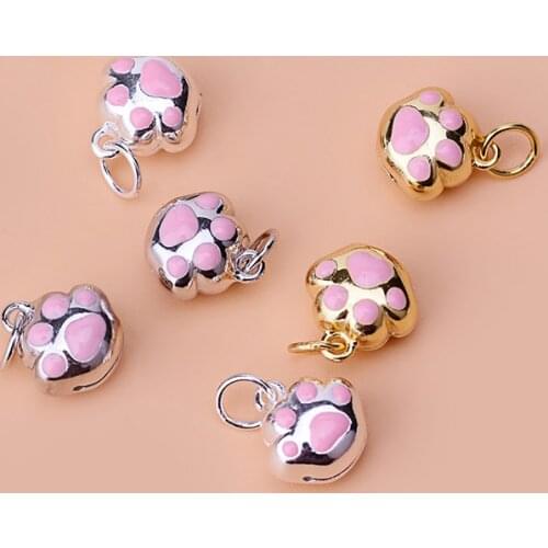 S925 Sterling Silver Dripping Glue pendant, cute kitten claw pendant, DIY bracelet necklace accessories