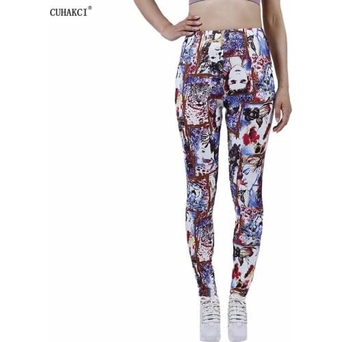 CUHAKCI Leggings Women Female Face Leopard Head Graffiti Print Leggins For Fitness Sexy Elastic XXL Workout Gym Pant