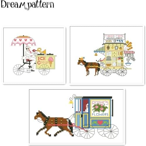 Flowers shop cross stitch kit flowers 18ct 14ct 11ct cotton silk thread white fabric embroidery DIY handmade needlework