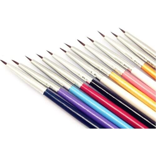 12pcs Professional Nail Art Brushes Set Colorful Acrylic Nail Brush Gradient UV Gel Polish Thin Liner Drawing Pen Manicure Tool