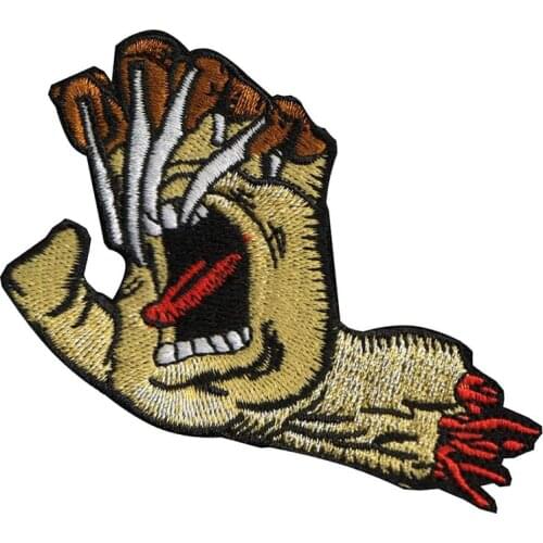 Screaming Hand Embroidery Patches Iron on Appliqued Clothing Heat Pressing Jacket Vest Fashion Accessories Free Shipping Custom