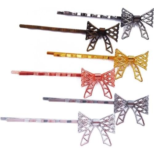 Wholesale 120piece Hair Pins with 20mm Bows Blank Hairpins Jewelry Findings Hair accessories HPF25