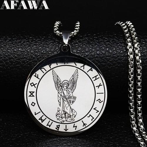 2021 Archangel Gabriel World Stainless Steel Necklace Hexagram Silver Color Statement Necklace Jewelry Gift collares N3229S02