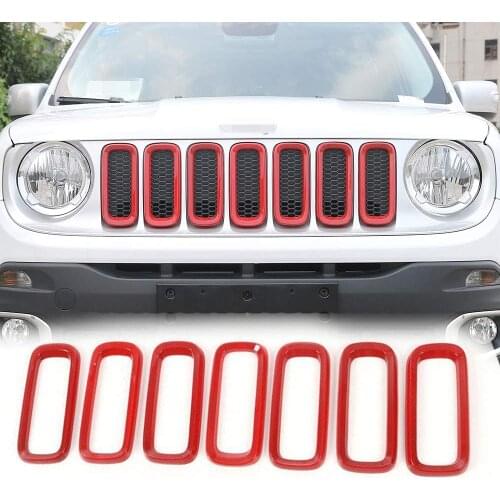 Camoo Front Grill Grille Inserts for 2016-2018 Jeep Renegade Unlimited ABS Red (Pack of 7)