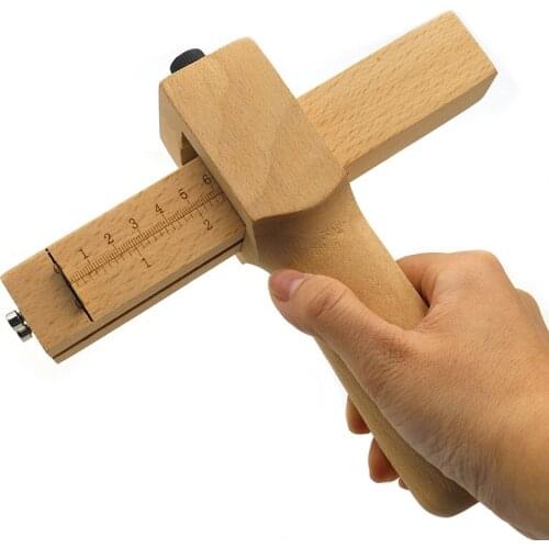 Adjustable Leather Strap Cutter Leather craft Strip Belt DIY Hand Cutting Wooden Strip Cutter With 5 Sharp Blades Leather Tools