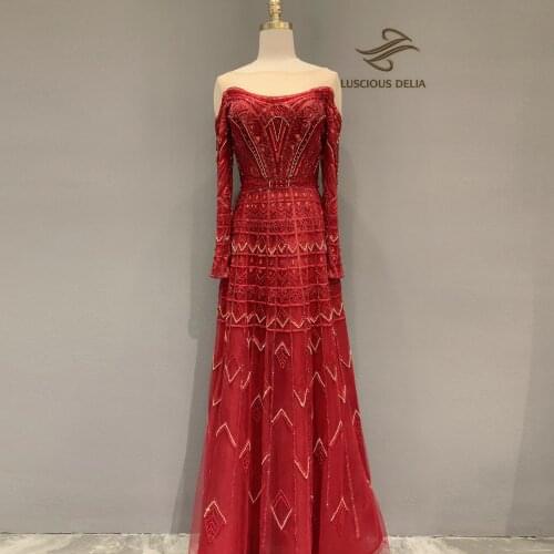 Luxurious Diamond Beading Long sleeve Formal party Dress 2021 new dubai evenning dresses
