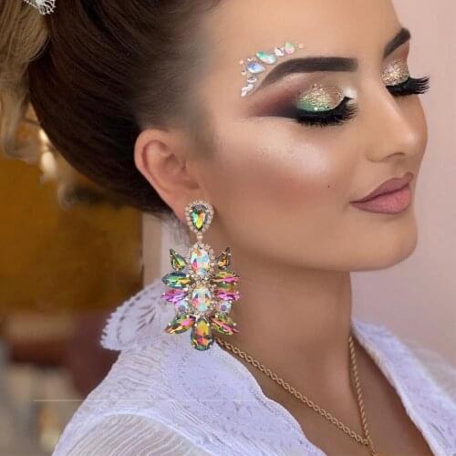 Aretes ZA New Rhinestone Drop Earrings For Women Fine Jewelry Accessories Women Fashion Trendy Crystal Pendientes Wholesale