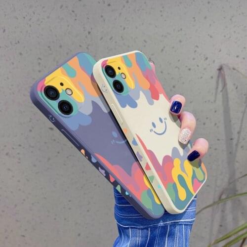 Color Palette Smile Silicon Case for iPhone 12 Pro Max Back Phone Cover for 12 Mini 11 Pro Max X XS XR 8 7 Plus SE 2020 Capa