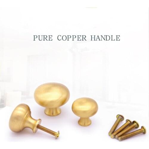 Nordic Brass Handle Drawer Wardrobe Door Modern Simple Round Single Hole Gold Handle