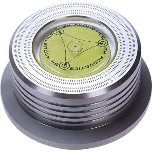 Universal 50/60Hz Lp Vinyl Record Audio Disc Turntable Stabilizer Clamp Aluminum Weight Clamp With Test Speed Bubble(Silver)