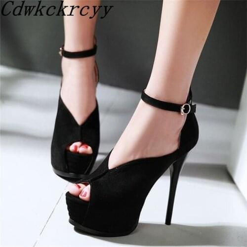 Women sandals Summer New pattern fashion Super high heel Fish mouth Women sandals gules sexy Fine heel banquet Sandals 34-43