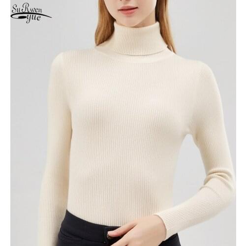 2021 Autumn Korean Elegant Sweater Fashion Women Turtleneck Sweater Winter Casual Solid Pullover Knitted Jumper Warm Tops 16941