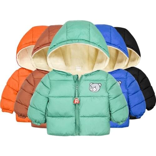 Winter Baby Boys Girls Jacket Fashion Autumn Toddler Kids Thicken Warm Coat Cashmere Hooded Windproof Children Outerwear Clothes