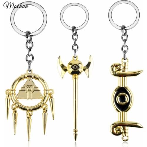 MQCHUN Yu-Gi-Oh Millennium Rod Golden Metal Mascot Keychain Alloy Keyring Cosplay Anime YuGiOh Pendant Key Chain Ring porte clef