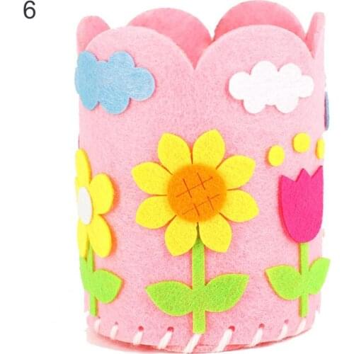 1 Set Kids Fabric Handcraft Three-dimensional Lovely DIY Kids Fabric Handmade Craft Pen Container for Children