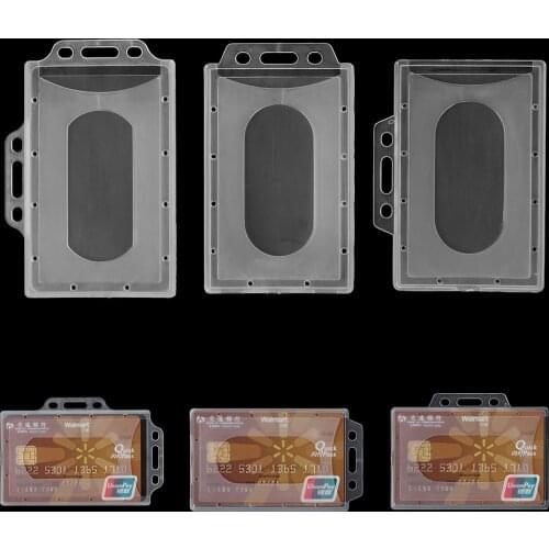1pc Transparent Multi-use Portable Badge Card Holder Hard Plastic Protector Cover ID Card Bus Card Sleeve Office School Supplies