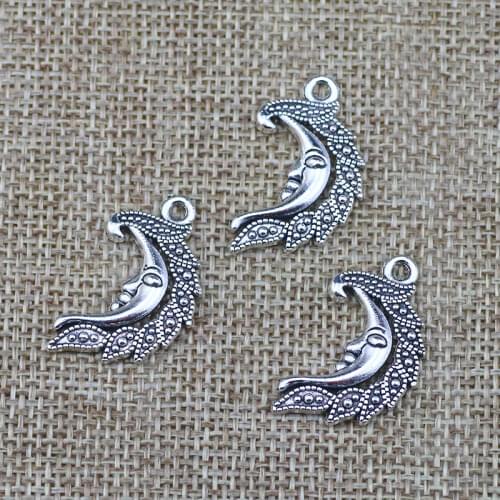10 Pieces 18*29mm Mixed Alloy Antique Silver Color Moon Wicca Charms Vintage Pendant Accessory For DIY Jewelry Making