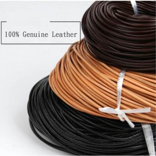 100% Genuine Leather Round Thong Cord Leather Cord String Rope Dia 1/1.5/2/3/4/5/6/8mm DIY Necklace Bracelet DIY Jewelry Making