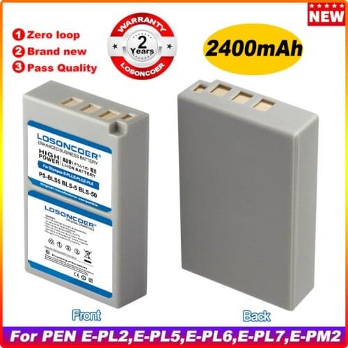 2400mAh PS-BLS5 BLS-5 BLS5 BLS-50 BLS50 Battery For Olympus PEN E-PL2,E-PL5,E-PL6,E-PL7,E-PM2, OM-D E-M10, E-M10 II, Stylus1