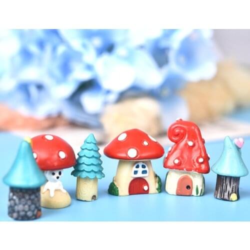 3pcs Set Vintage Blue Mini House Miniature Mini Craft Fairy Garden Micro Landscaping Building Home Decoration Accessories