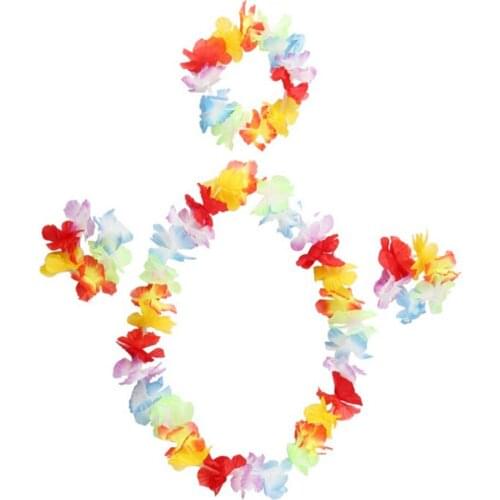 4 Pcs/set Hawaiian Tropical Hula Luau Grass Dance Head Neck Wrist Garland
