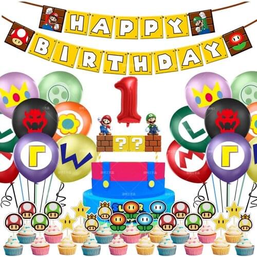 43pcs/set 40inch Number Balloon Super Mary Game Happy Birthday Party Decoration Banner Cake Topper Ballon Set Kids Favorite Gift