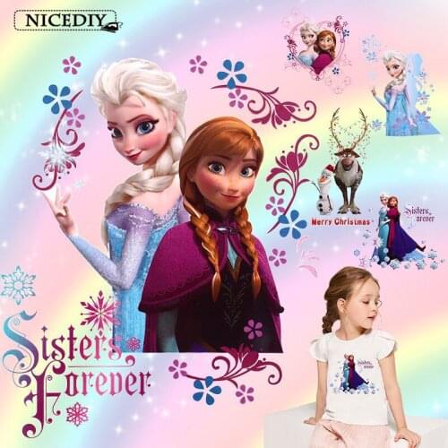Disney Frozen2 Elsa Anna Appliques anime Cartoon Patches for Clothing Iron on Patches Eco-Friendly Clothes Heat Transfer