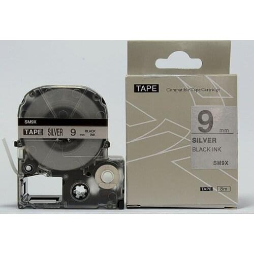 Free shipping 3 pcs/lot compatible KINGJIM/ label tape black on matte silver SM9XC for tepra and labelworks printer