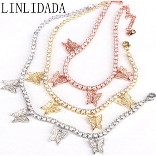 5Pcs Fashion Butterfly Pendant Bracelet for Women Gold Silver Color Shiny Cz Zircon Bracelet New Design Jewelry Party Gift