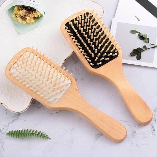 1Pcs Wooden Spa Massage Comb Wooden Paddle Pointed Handle Teeth Hair Brush Anti Static Cushioned Comb Hair Care Styling