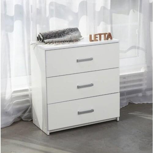 Wood Simple 3-Drawer Dresser Easy to Assemble Chest of Drawers for Bedroom Living Room White 69x35x73 cm