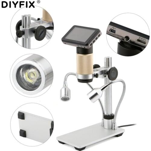 DIYFIX 10-300X USB Microscope HDMI Microscope Long Object Distance Digital for Mobile Phone BGA SMT Watch Repair Soldering Tool