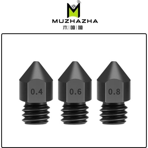 3D Printer parts Reprap MK8 Hardened steel nozzle 1.75mm 0.4/0.6/0.8mm for MK8 CR10 hotend kit