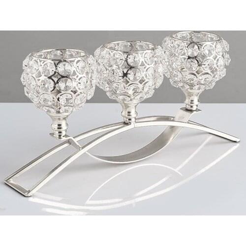 Crown Gold Crystal Candlestick Creative Metal Wedding Centerpieces Candle Holders Decorations for Home Retro Home Decor Crafts