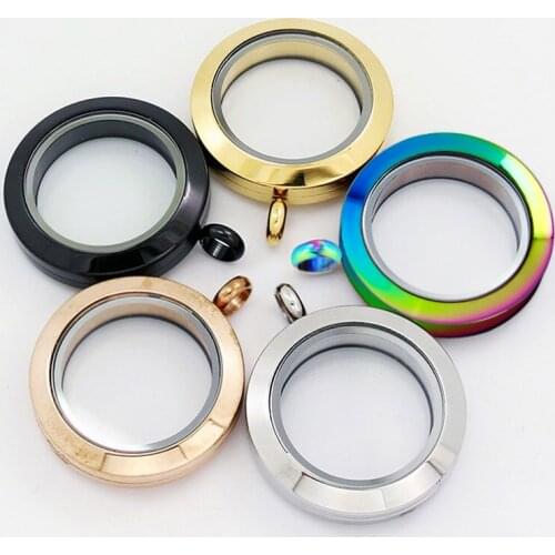 25mm Round Twist Threaded Screw Down Floating Glass Living Memory Locket Pendant DIY (no charms, no chain)