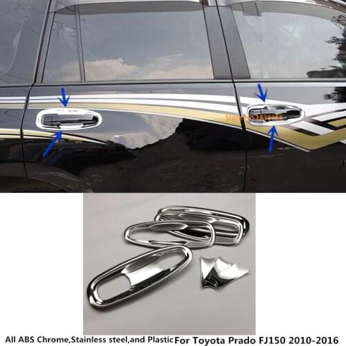 Car cover trim ABS chrome External door Bowl stick frame panel 8pcs For Toyota Prado FJ150 2010 2011 2012 2013 2014 2015 2016