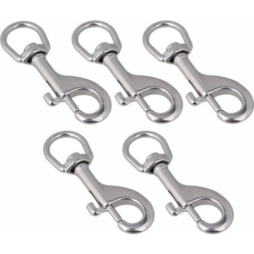 90mm Silver 304 Stainless Steel Trigger Bolt Snap Clip Hook with Swivel-Eye for Pet Chains 5pcs