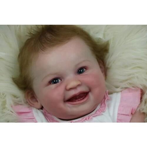Reborn Doll Kit Smiley Face for 22inch Silicone Vinyl Reborn Baby Dolls Mould Accessories Suede Cloth Body Eyes