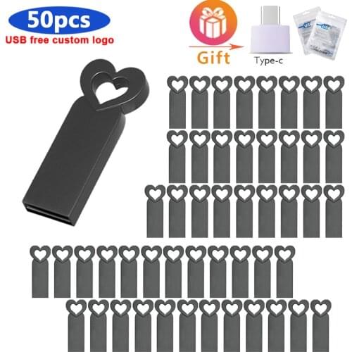 50pcs/lot Stainless USB 2.0 Pen Drive Flash Drive 4gb 8gb 16gb 32gb 64gb U Disk Memoria Stick Cle Usb Logo Customized for Gift